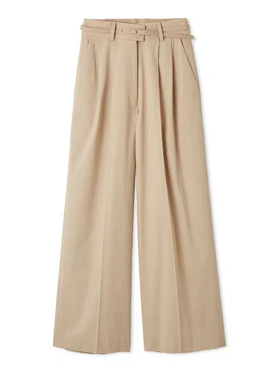 Snidel High Waist Pleated Wide-leg Trousers In Brown