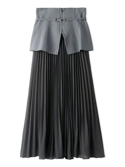 Snidel High-waisted Belted Pleated Maxi Skirt In Black