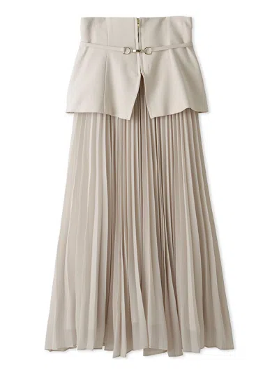 Snidel High-waisted Belted Pleated Maxi Skirt In Neutral