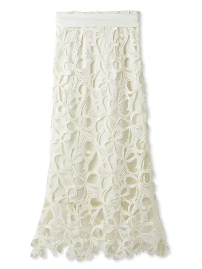 Snidel High Waisted Lace Cutout Maxi Skirt In Neutral