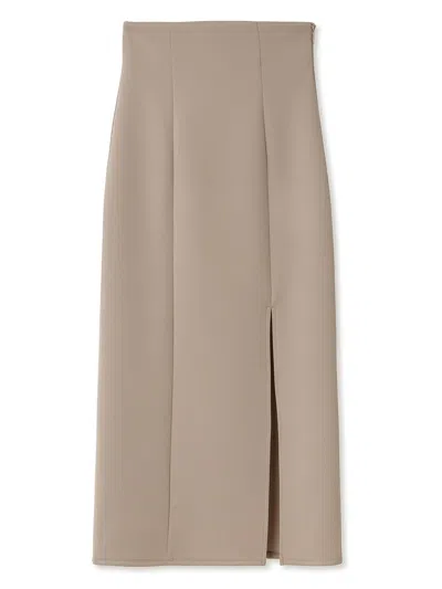 Snidel High Waisted Maxi Skirt With Slit In Brown