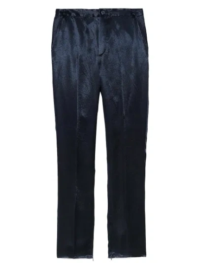 Snidel High Waisted Semi Flared Satin Pants In Navy
