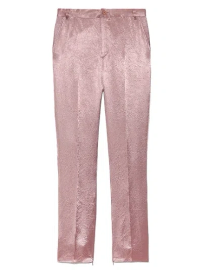 Snidel High Waisted Semi Flared Satin Pants In Peach
