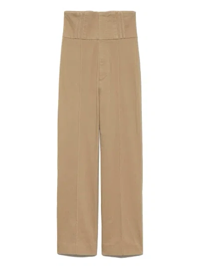 Snidel High Waisted Semi Wide Leg Trouser With Back Lace-up In Brown