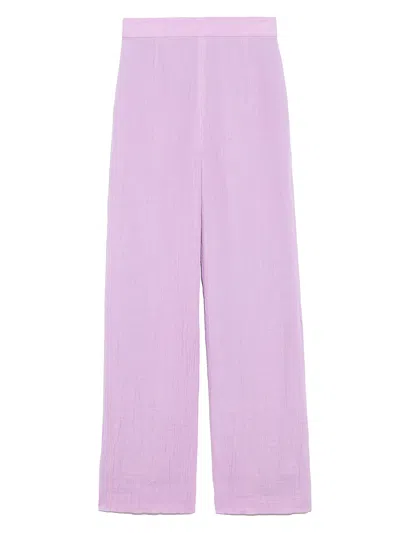 Snidel High Waisted Straight Cut Linen Pants In Purple