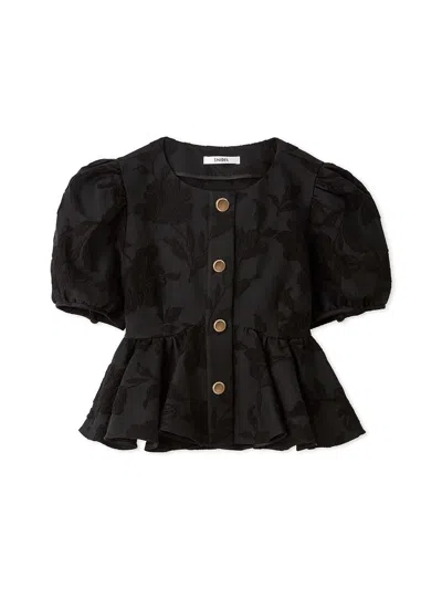 Snidel Jacquard Peplum Blouse In Black