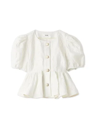 Snidel Jacquard Peplum Blouse In White