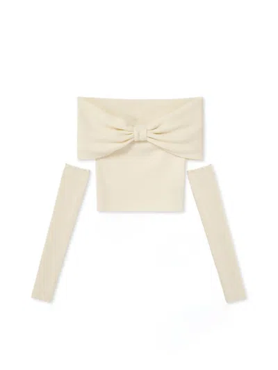 Snidel Knit Top With Arm Warmers In Neutral