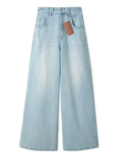 Snidel [kuroki Denim] High-rise Wide-leg Jeans In Blue