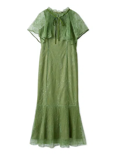Snidel Lace Cape Set Mermaid Dress In Green