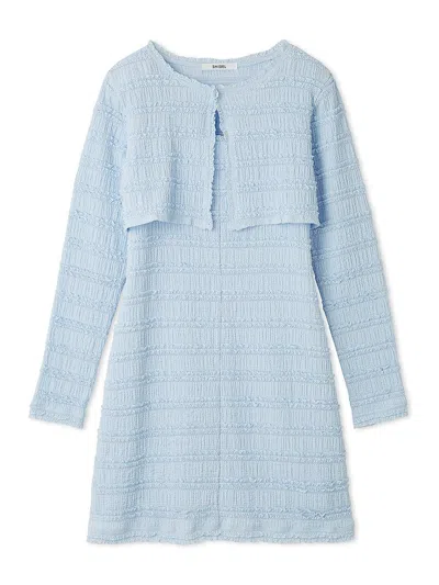 Snidel Lace Cut Dress With Cardigan Set In Blue
