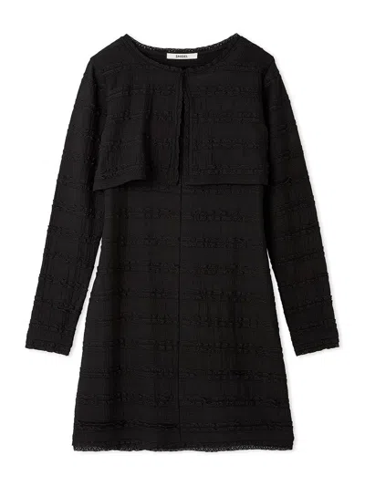 Snidel Lace Cut Dress With Cardigan Set In Black