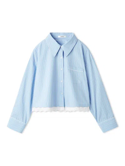 Snidel Lace Detail Stripe Shirt In Blue