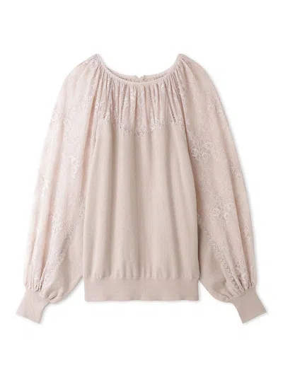 Snidel Lace Docking Knit Top In Neutral