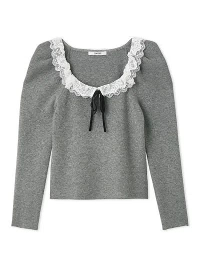 Snidel Lace Knit Top In Gray