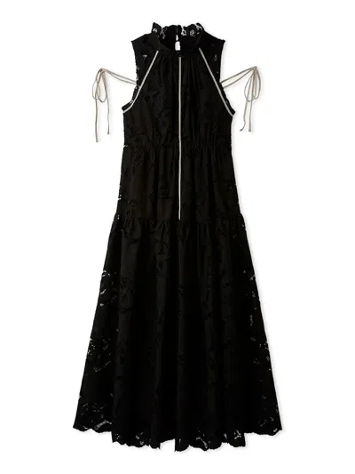 Snidel Lace Ruched Dress In Black