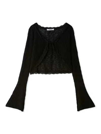 Snidel Lace Trim Cropped Cardigan In Black