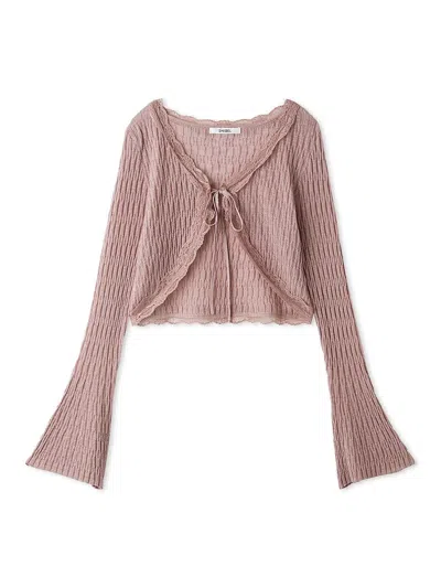Snidel Lace Trim Cropped Cardigan In Pink