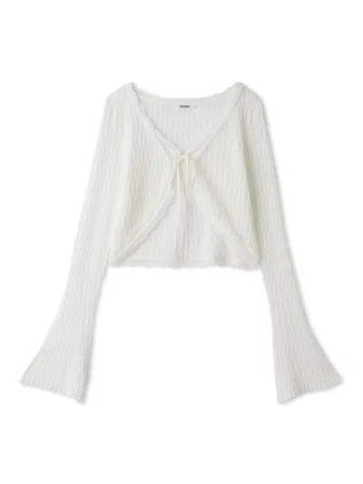Snidel Lace Trim Cropped Cardigan In White