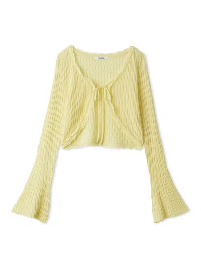 Snidel Lace Trim Cropped Cardigan In Yellow