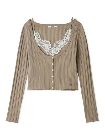 Snidel Lace Trim Knit Ensemble In Animal Print