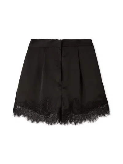 Snidel Lace-trim Satin Shorts In Black
