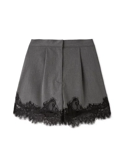 Snidel Lace-trim Satin Shorts In Gray