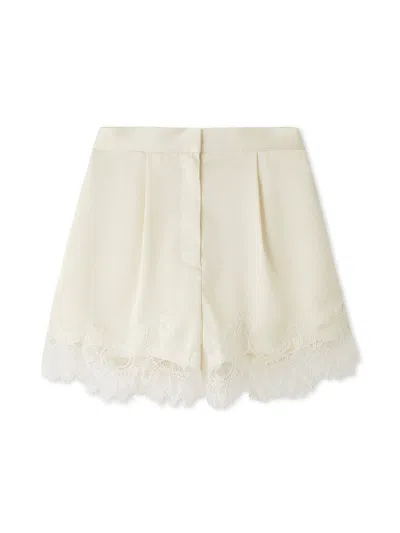 Snidel Lace-trim Satin Shorts In Off White