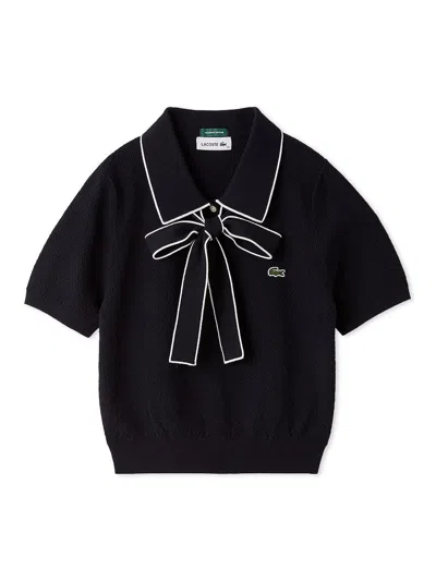 Snidel Lacoste Bow-tie Polo Knit Top In Blue