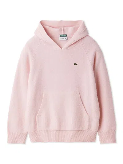 Snidel Lacoste Knit Hoodie In Pink