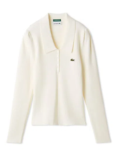 Snidel Lacoste Ribbed Polo Knit In White