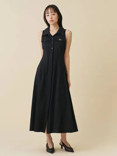 Snidel Lacoste Sleeveless Polo Dress In Black