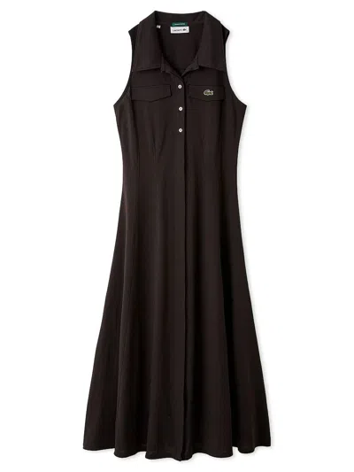 Snidel Lacoste Sleeveless Polo Dress In Brown
