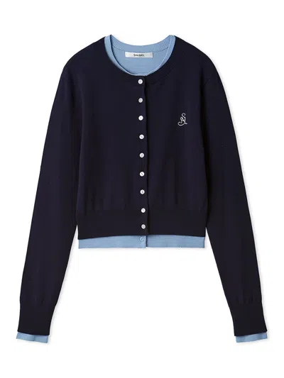 Snidel Layered Knit Pullover In Blue