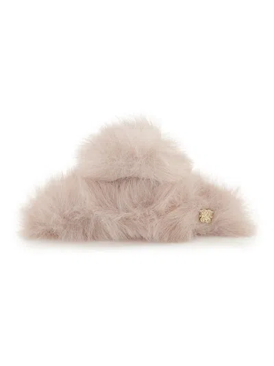 Snidel Logo Fur Hair Clip In Neutral