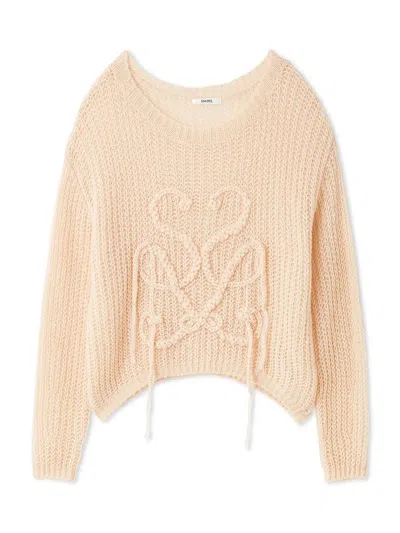 Snidel Logo Low Gauge Knit Pullover In Pink