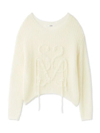 Snidel Logo Low Gauge Knit Pullover In White