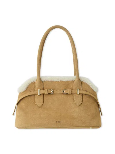 Snidel Long Handle Boston Bag In Camel