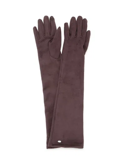 Snidel Long Leather Gloves In Brown