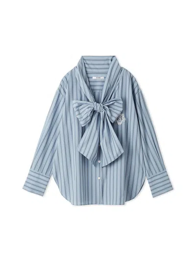 Snidel Low Ribbon Blouse In Stripe