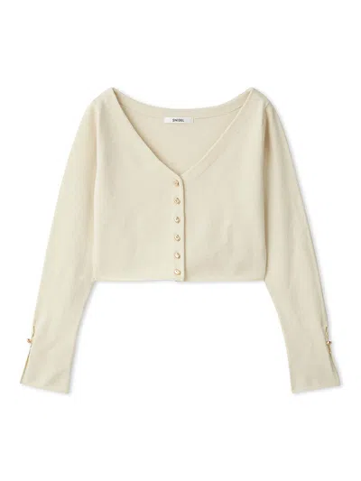 Snidel Metal Button Cropped Cardigan In Neutral