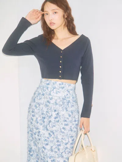 Snidel Metal Button Cropped Cardigan In Blue