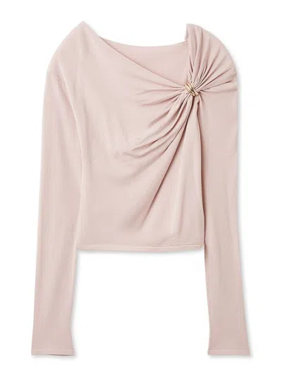 Snidel Metal Detail Draped Knit Pullover In Pink