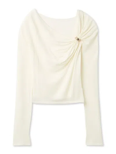 Snidel Metal Detail Draped Knit Pullover In White