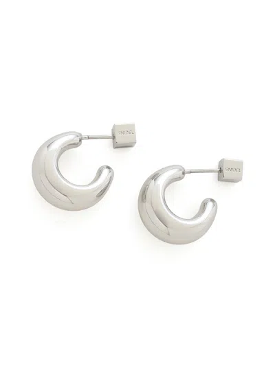 Snidel Minimal Metal Stud Earrings In Silver
