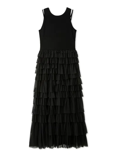 Snidel Mixed Media Knit Dress In Black