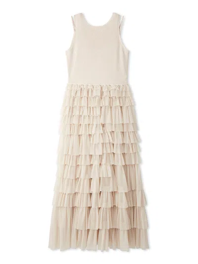 Snidel Mixed Media Knit Dress In Neutral