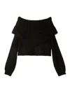 Snidel Mohair Sheer Off-shoulder Pullover In Black