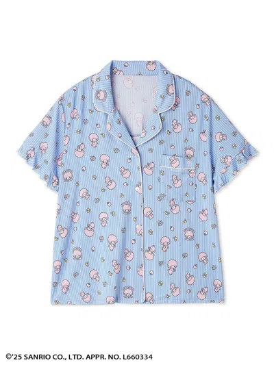Snidel [my Melody] All-over Print Open Collar Shirt In Blue