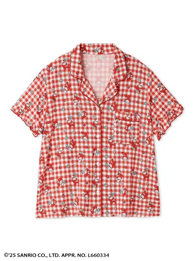 Snidel [my Melody] All-over Print Open Collar Shirt In Red